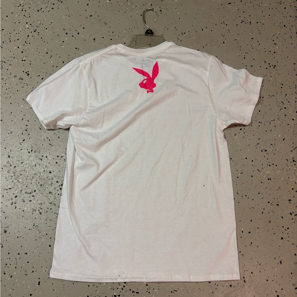 White T-Shirt with Pink Logo
